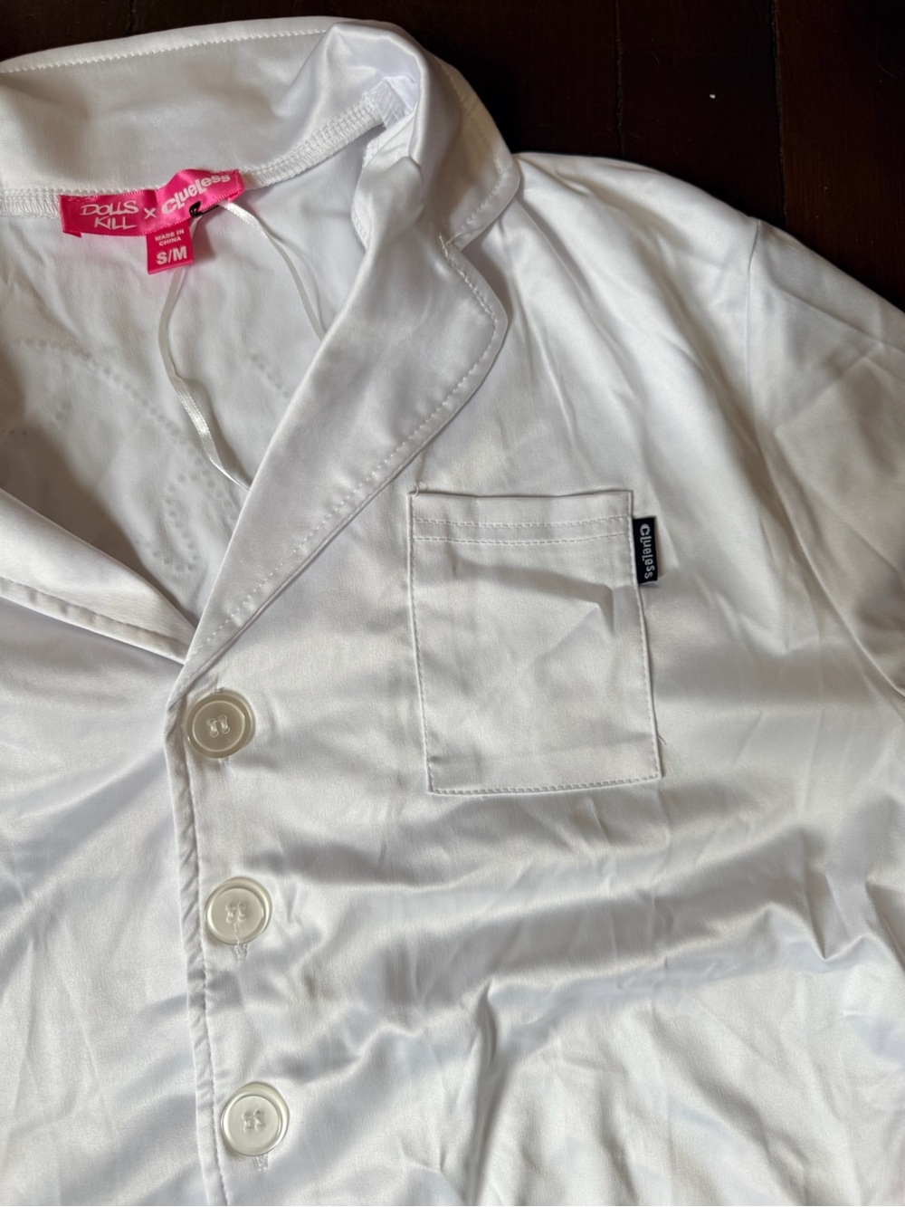 Dolls Kill Clueless White Feather Trim Satin PJ Set - Picture 3 of 5